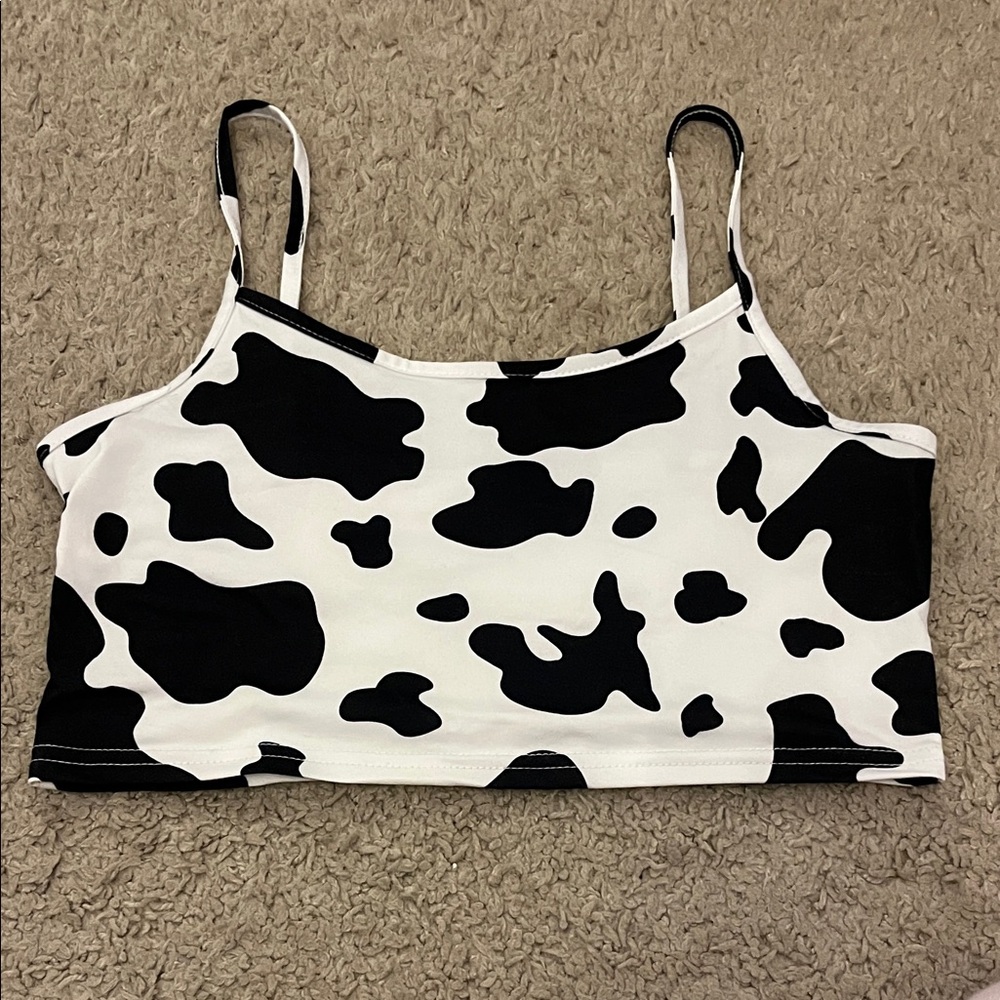 SHEIN Black and White Cow Print Camisole
